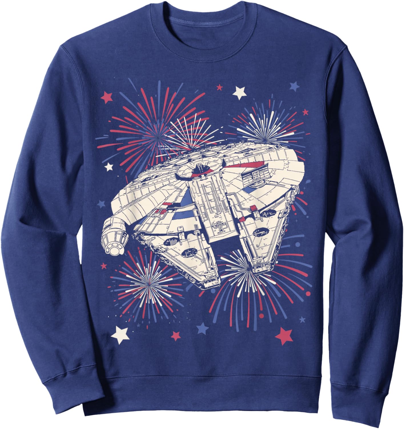 Star Wars 4th Of July Millennium Falcon Patriotic Fireworks Sweatshirt - Sweatshirt | Navy