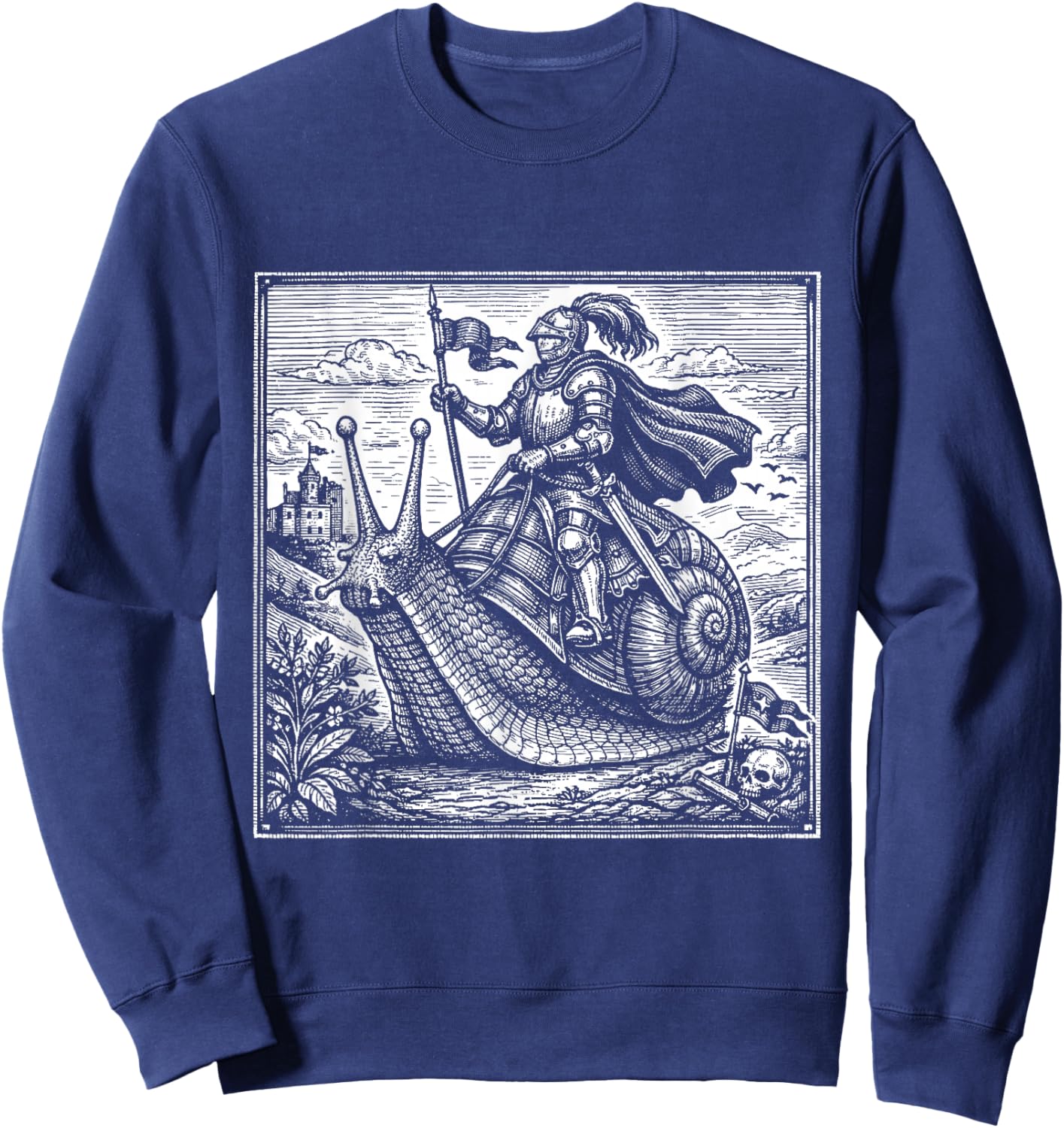 Funny Medieval Knight Snail Castlecore Fantasy Renaissance Sweatshirt - Sweatshirt | Navy