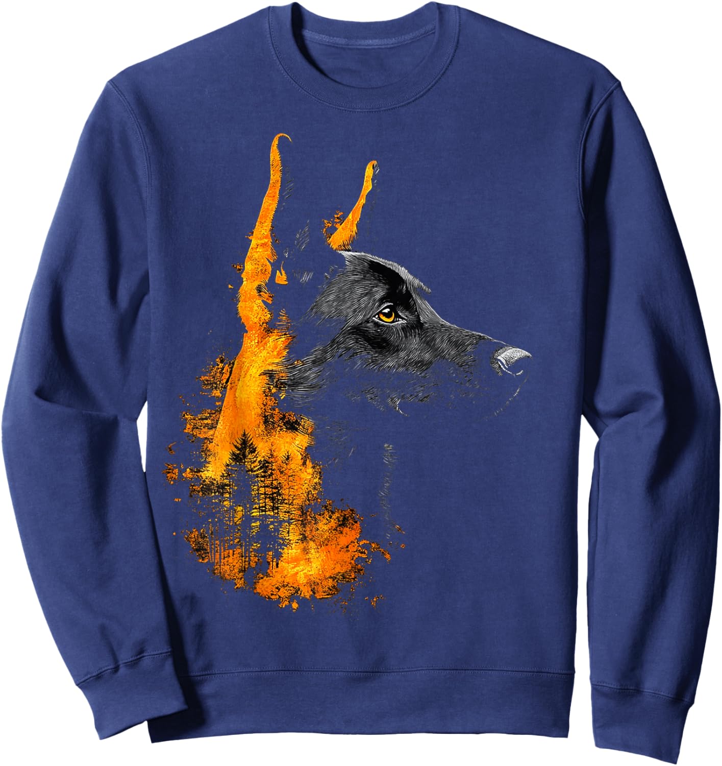 Belgian Malinois Dog Motif Pet Illustration Belgian Malinois Sweatshirt - Sweatshirt | Navy