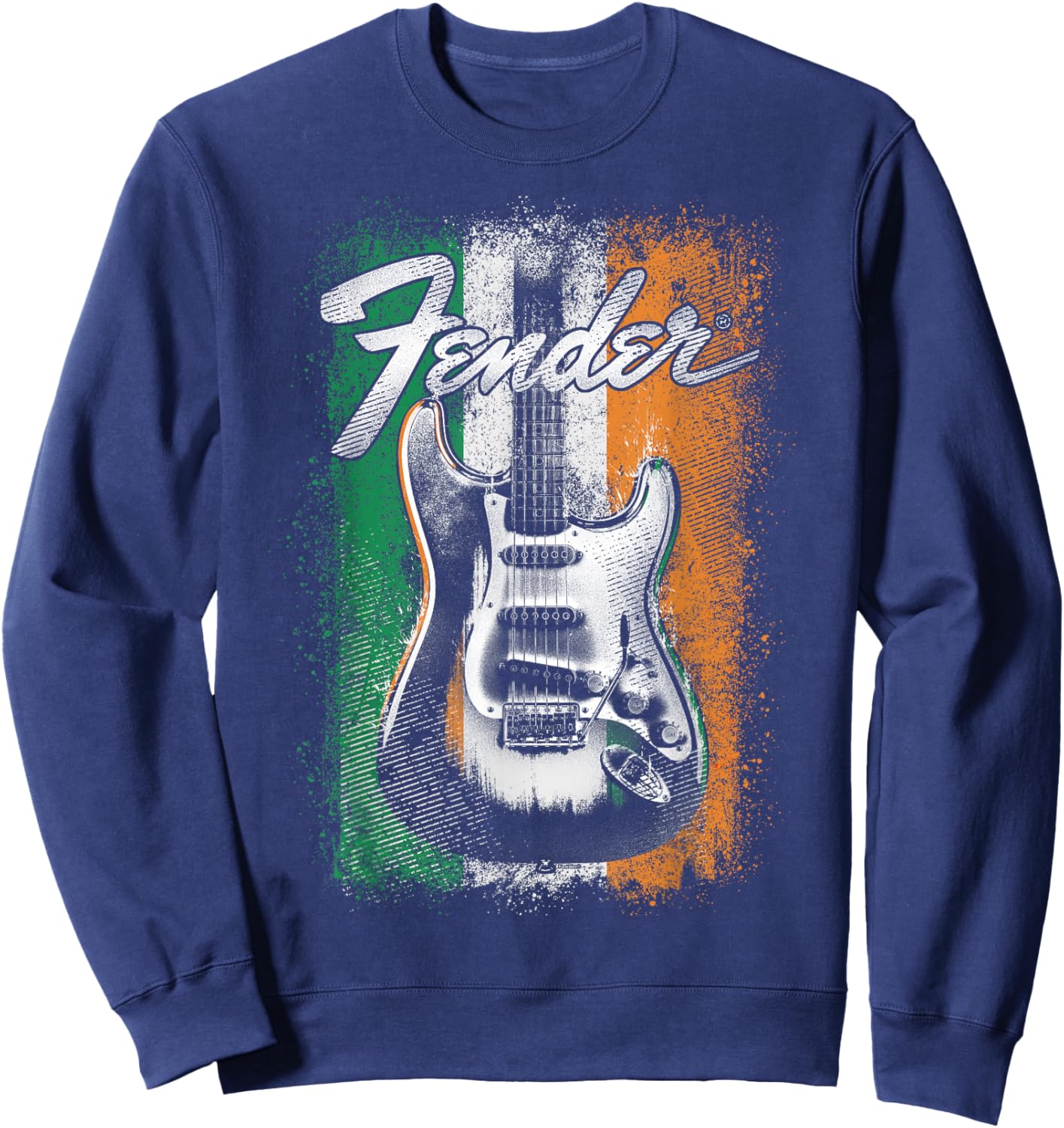 Fender St Patrick's Day Electric Guitar Irish Flag Backdrop Sweatshirt - Sweatshirt | Navy