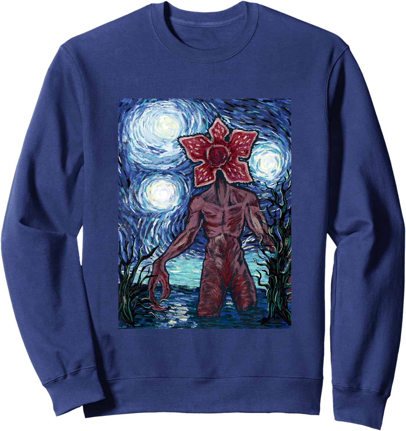 Netflix Stranger Things Demogorgon Starry Night Style Poster Sweatshirt - Sweatshirt | Navy