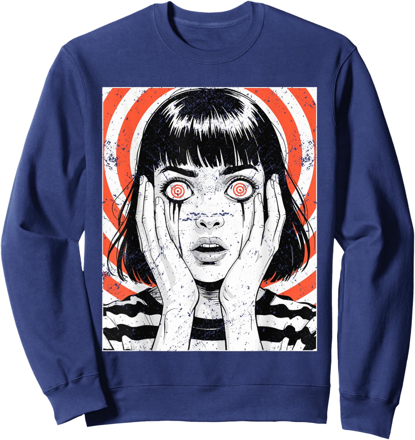 Horror Anime Girl Japanese Creepy Kawaii Goth Sweatshirt - Sweatshirt | Navy