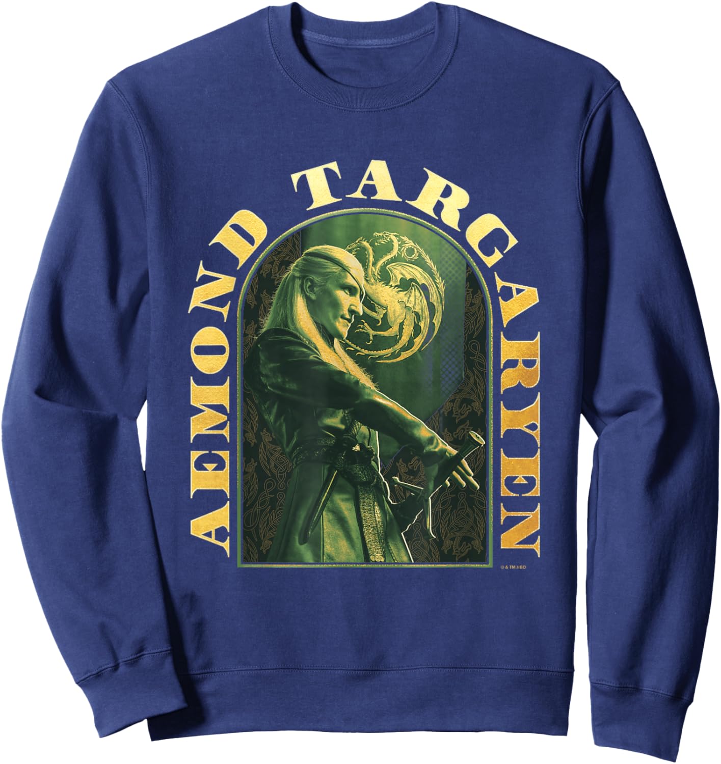 House of the Dragon Aemond Targaryen Epic Big Chest Poster Sweatshirt - Sweatshirt | Navy