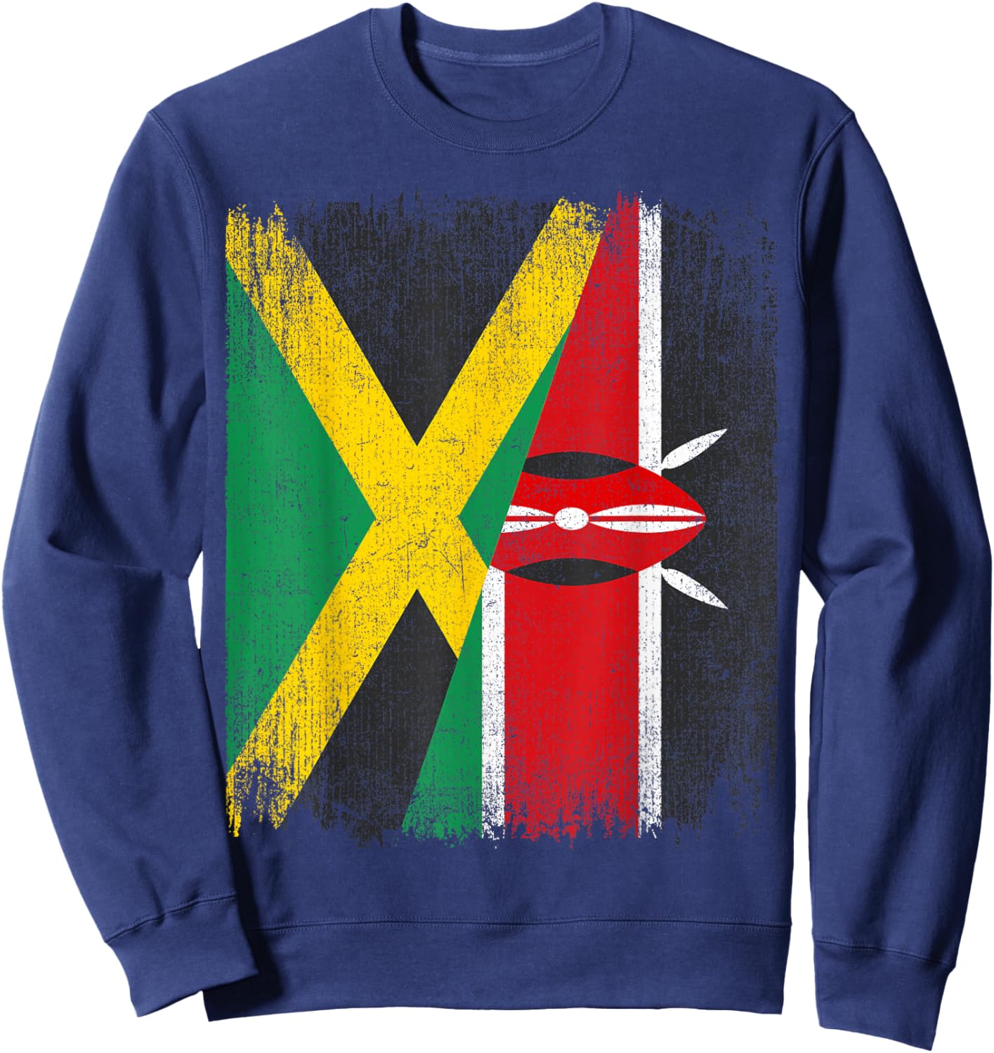 Half Jamaica Kenya Flag Jamaican Kenyan Pride Roots Sweatshirt - Sweatshirt | Navy