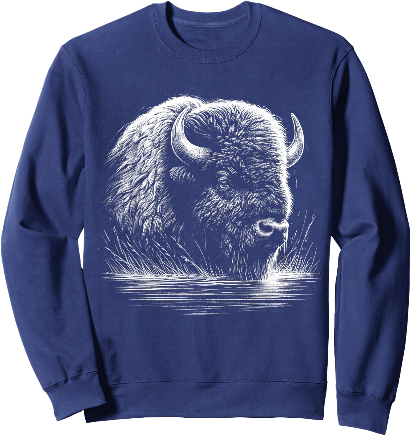 Bison Lover Art Design Sweatshirt - Sweatshirt | Navy