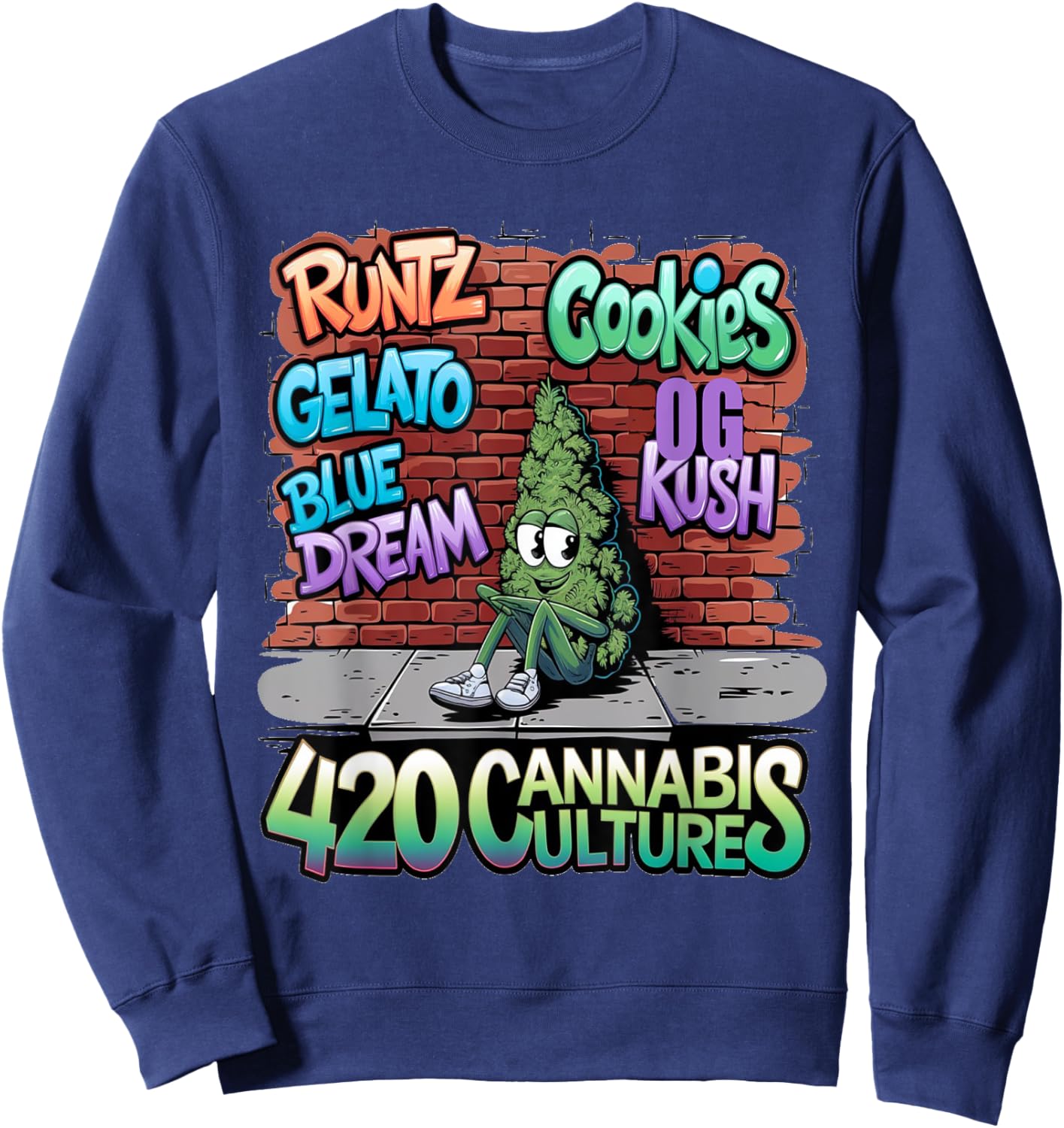 420 Cannabis Bud Nug Stoner Runtz Gelato Cookies Weed Strain Sweatshirt - Sweatshirt | Navy