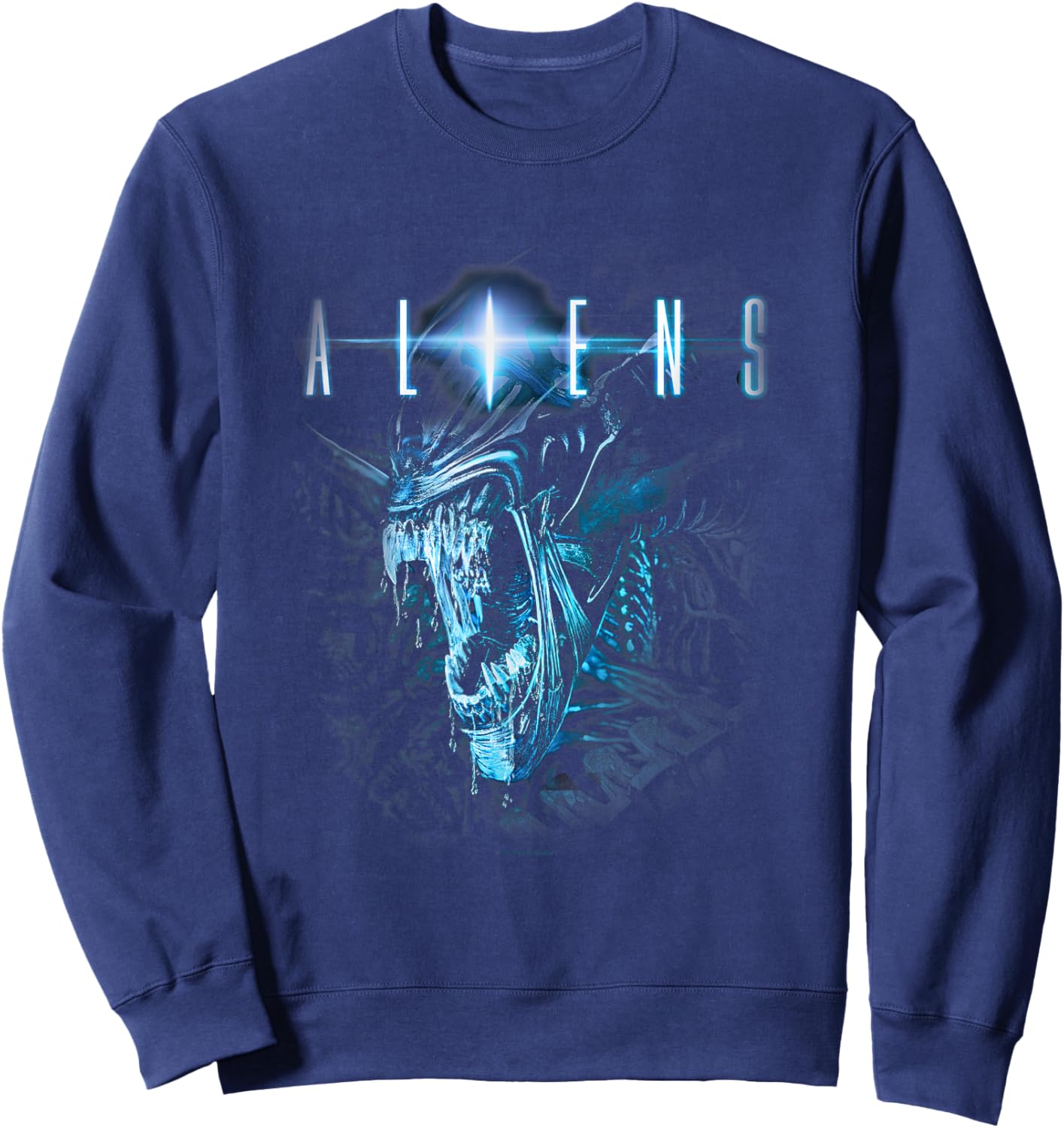Aliens Iconic Epic Queen Xenomorph Angry Big Chest Portrait Sweatshirt - Sweatshirt | Navy