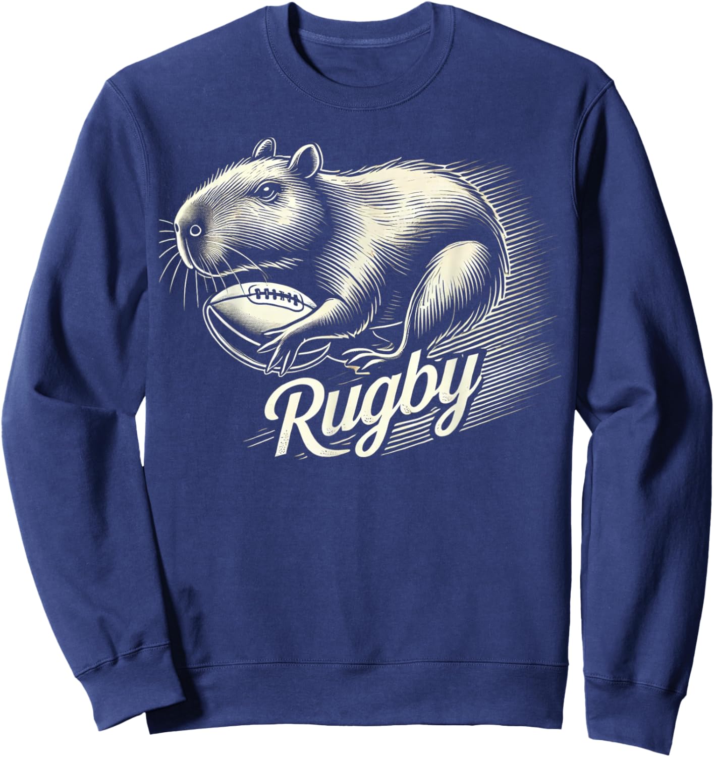 Capybara Rugby Sports Gifts Funny Rugby Player Sweatshirt - Sweatshirt | Navy