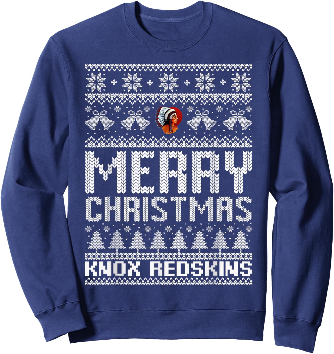 Knox Redskins Logo Merry Christmas Ugly Sweater HS Sweatshirt - Sweatshirt | Navy