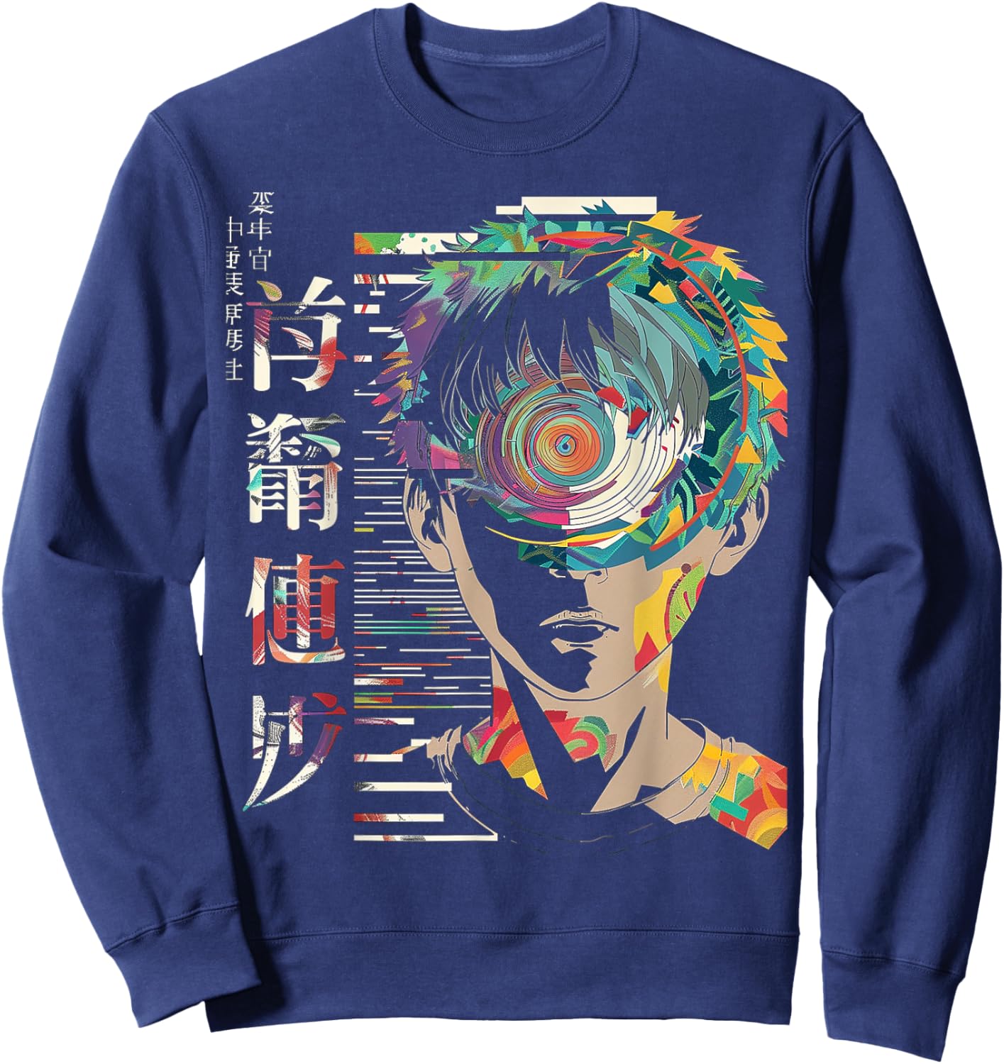 Anime Manga Motif Mandala Artwork Anime Sweatshirt - Sweatshirt | Navy