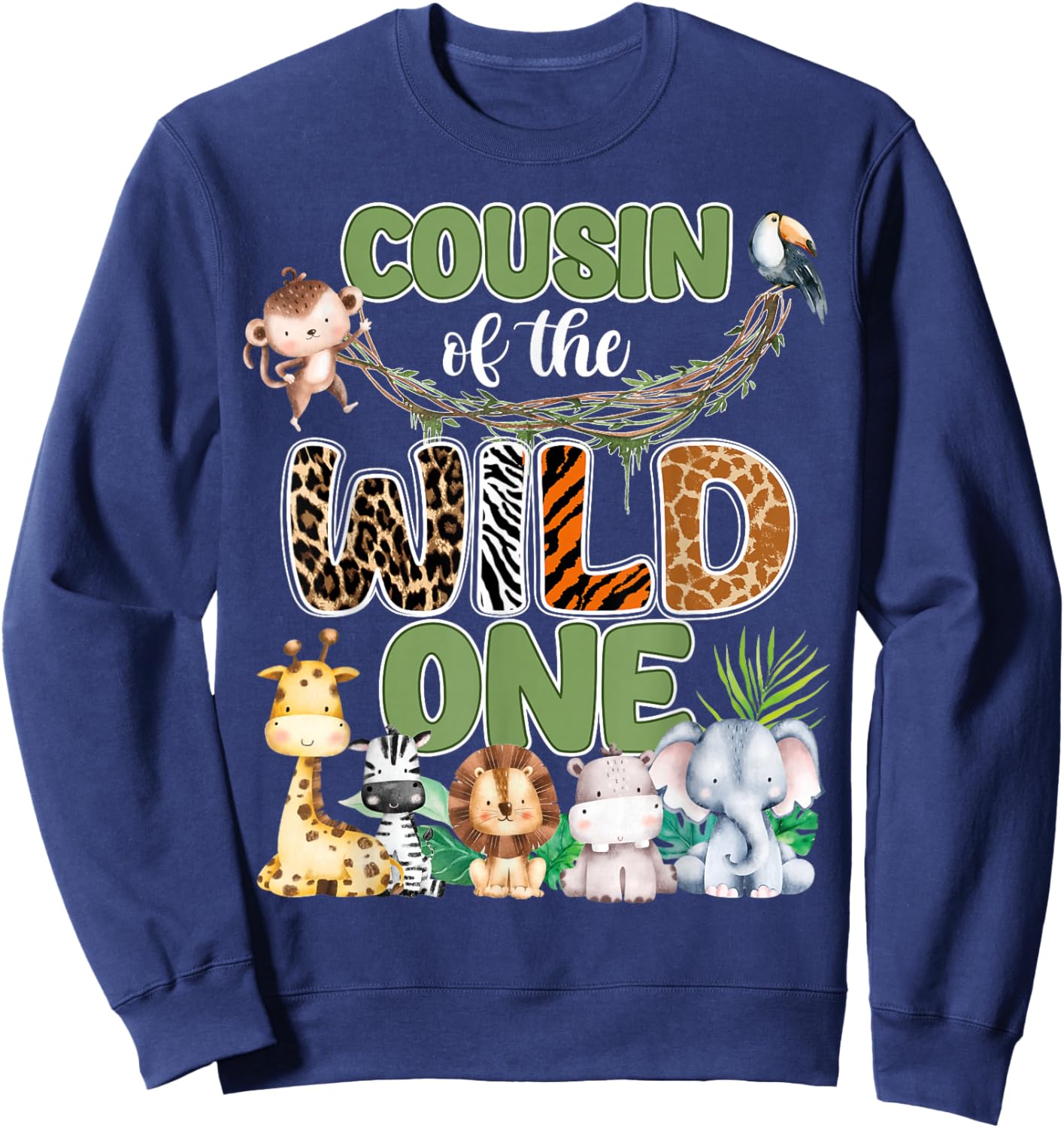 Cousin of The Wild One 1St Birthday Family Safari Jungle Sweatshirt - Sweatshirt | Navy