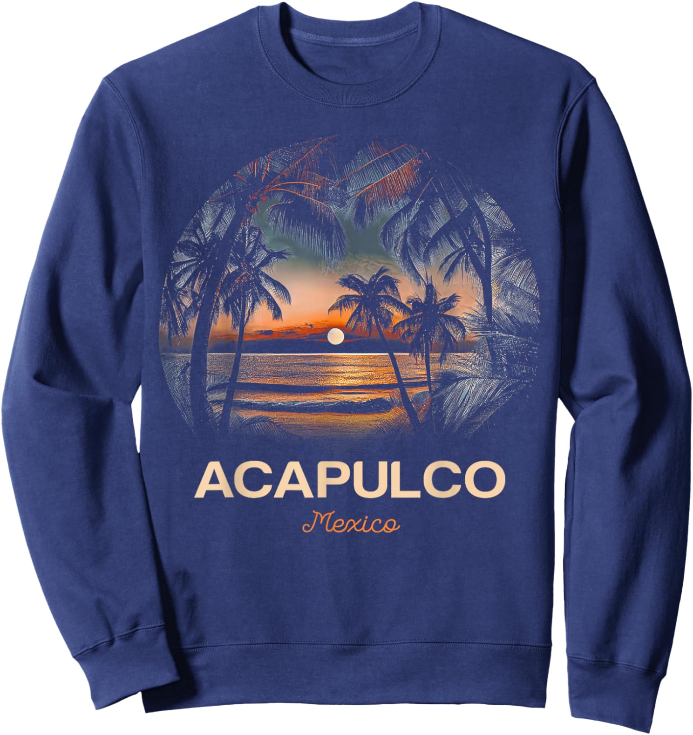 Vacation Souvenir Palm Tree Acapulco Sweatshirt - Sweatshirt | Navy