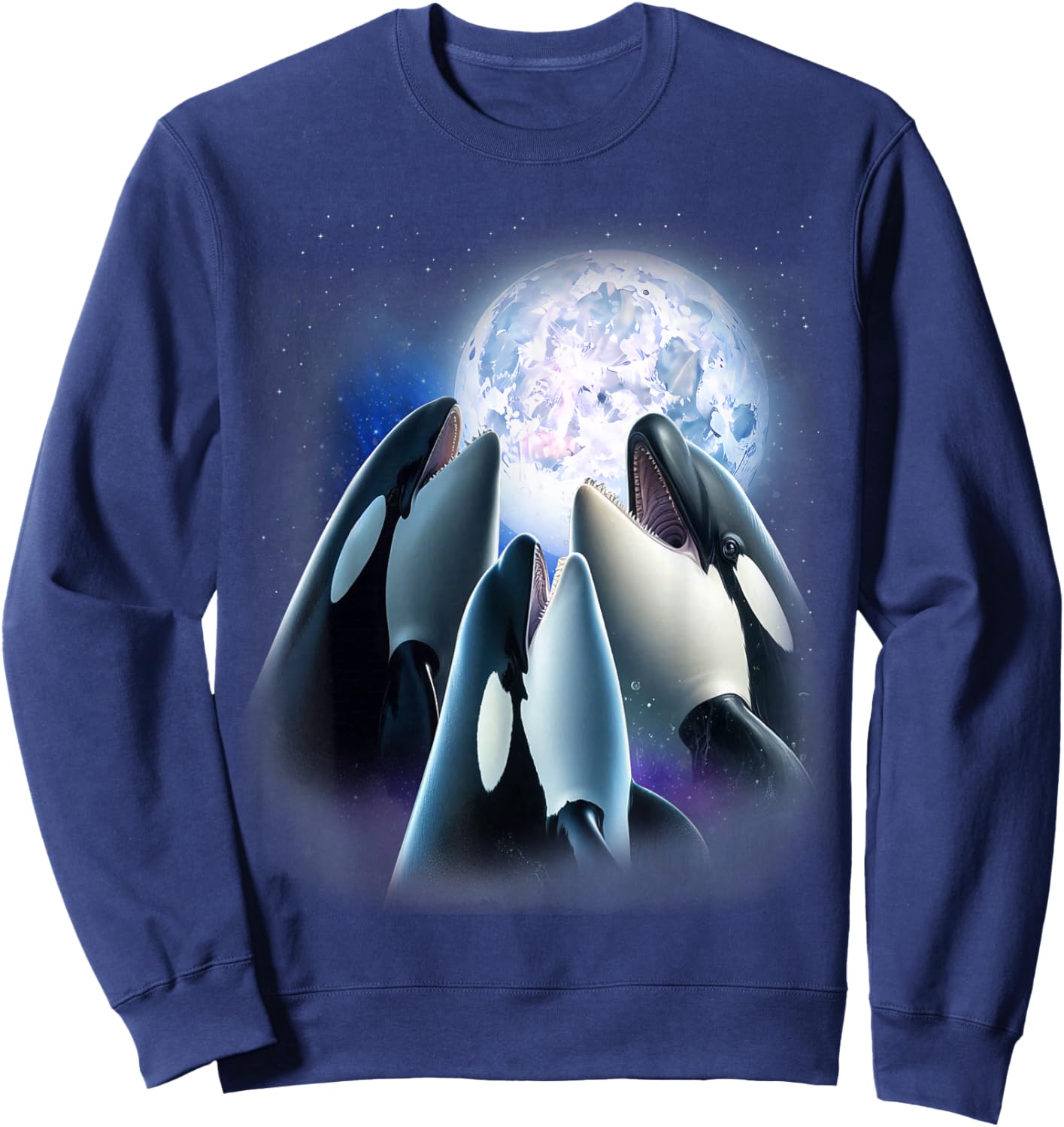 3 Orcas Howling At The Moon Funny Killer Whale Orca Lover Sweatshirt - Sweatshirt | Navy