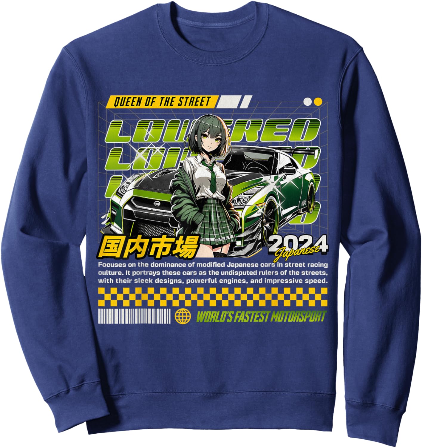 JDM Tokyo Japan Drift Race Car Tuning Retro Vintage Graphic Sweatshirt - Sweatshirt | Navy