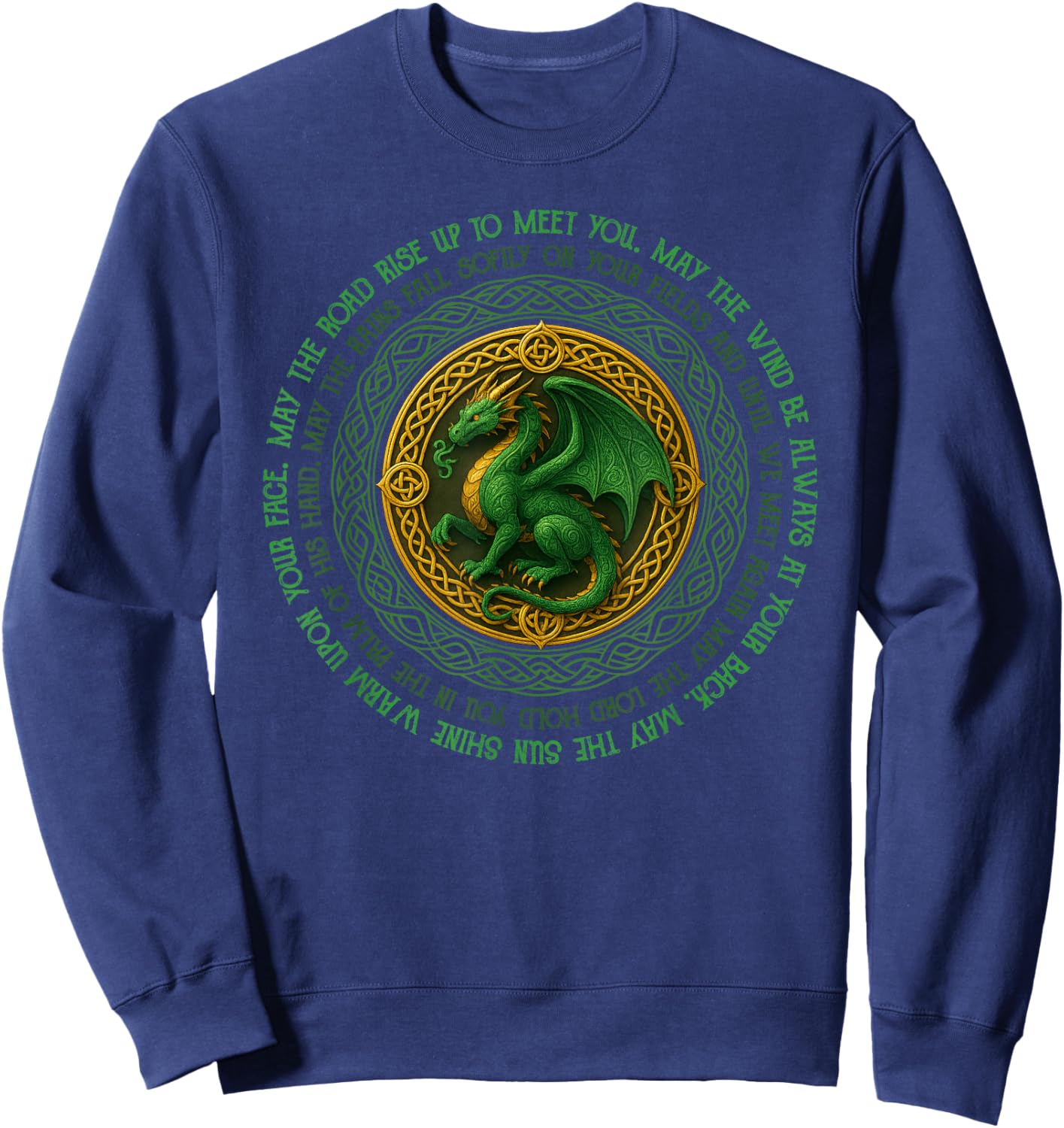 Vintage Celtic Knot Irish Dragon St. Patrick's Day Men Women Sweatshirt - Sweatshirt | Navy