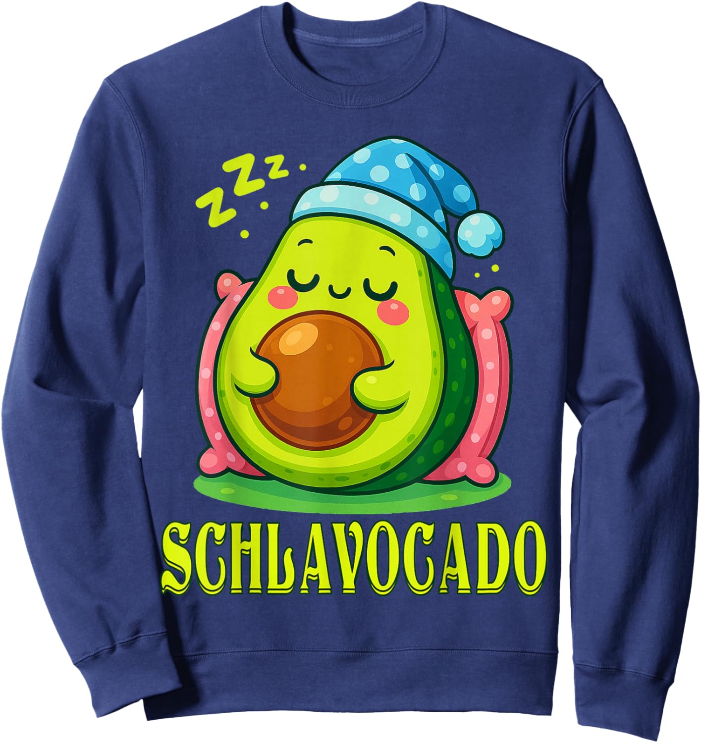 Schlavocado Offiziell Schlafshirt Schlafanzug Schlaf Avocado Sweatshirt - Sweatshirt | Navy