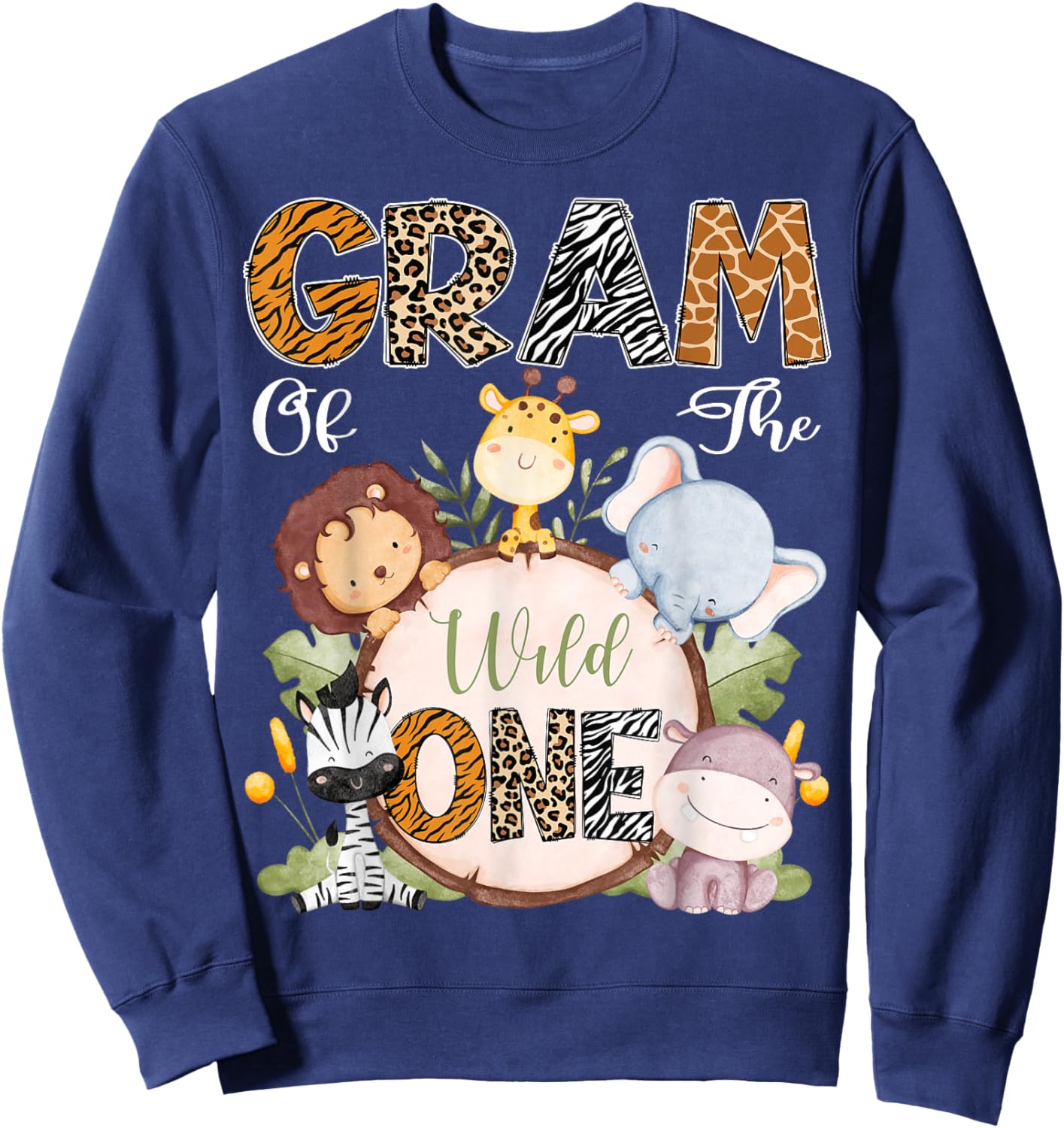 Gram Of The Wild One 1St Birthday Safari Woodland Sweatshirt - Sweatshirt | Navy