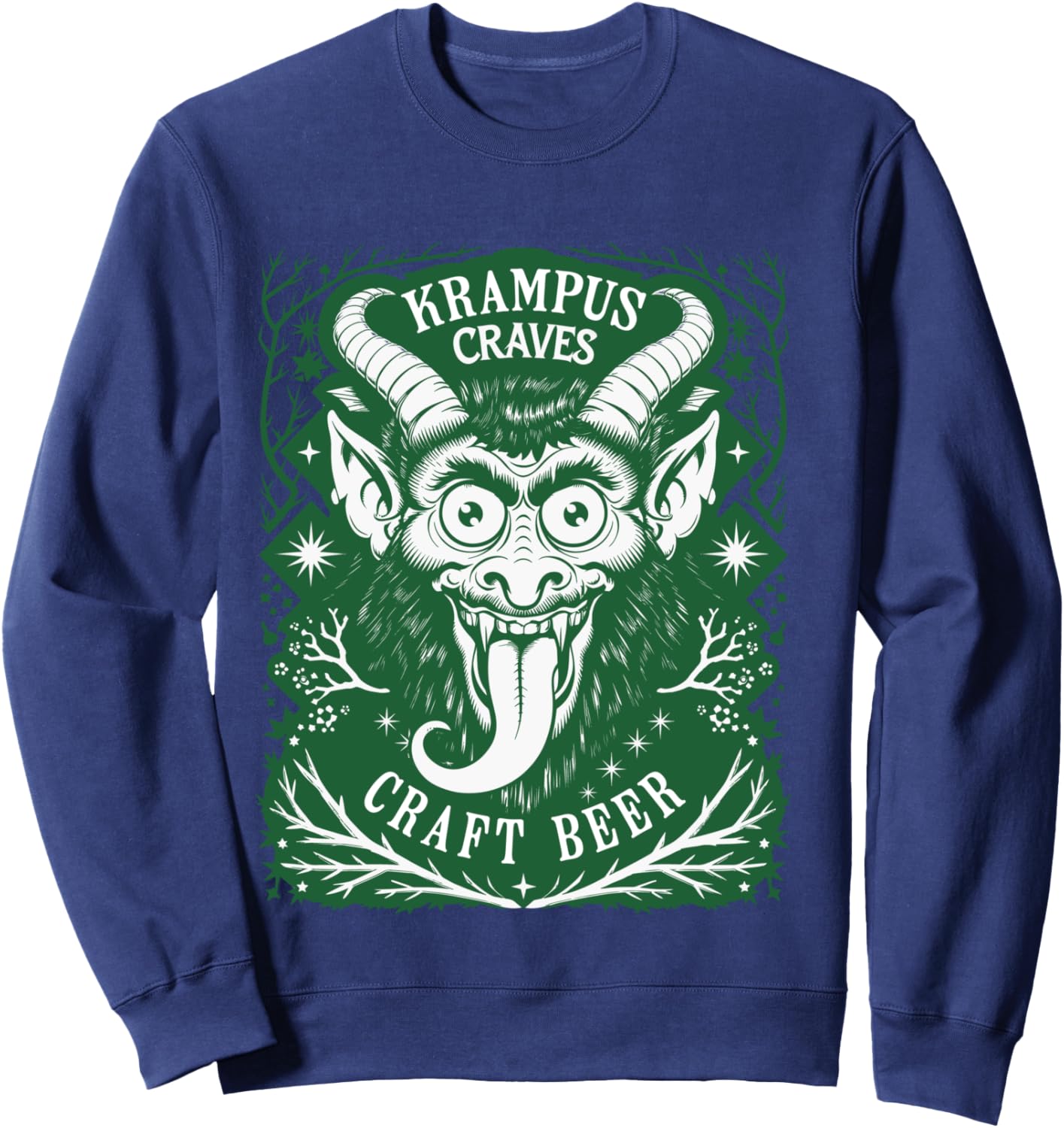 Krampus Craves Craft Beer for Funny German Krampus Folklore Sweatshirt - Sweatshirt | Navy