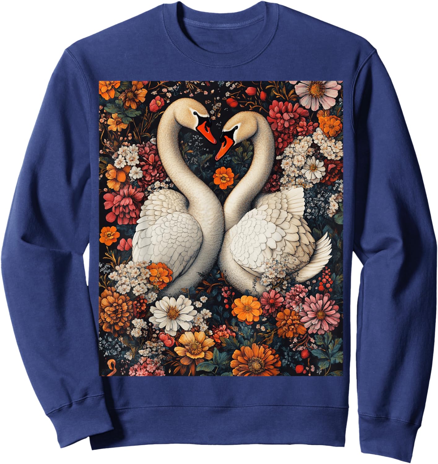 Romantic Swan Heart Nature Art Sweatshirt - Sweatshirt | Navy