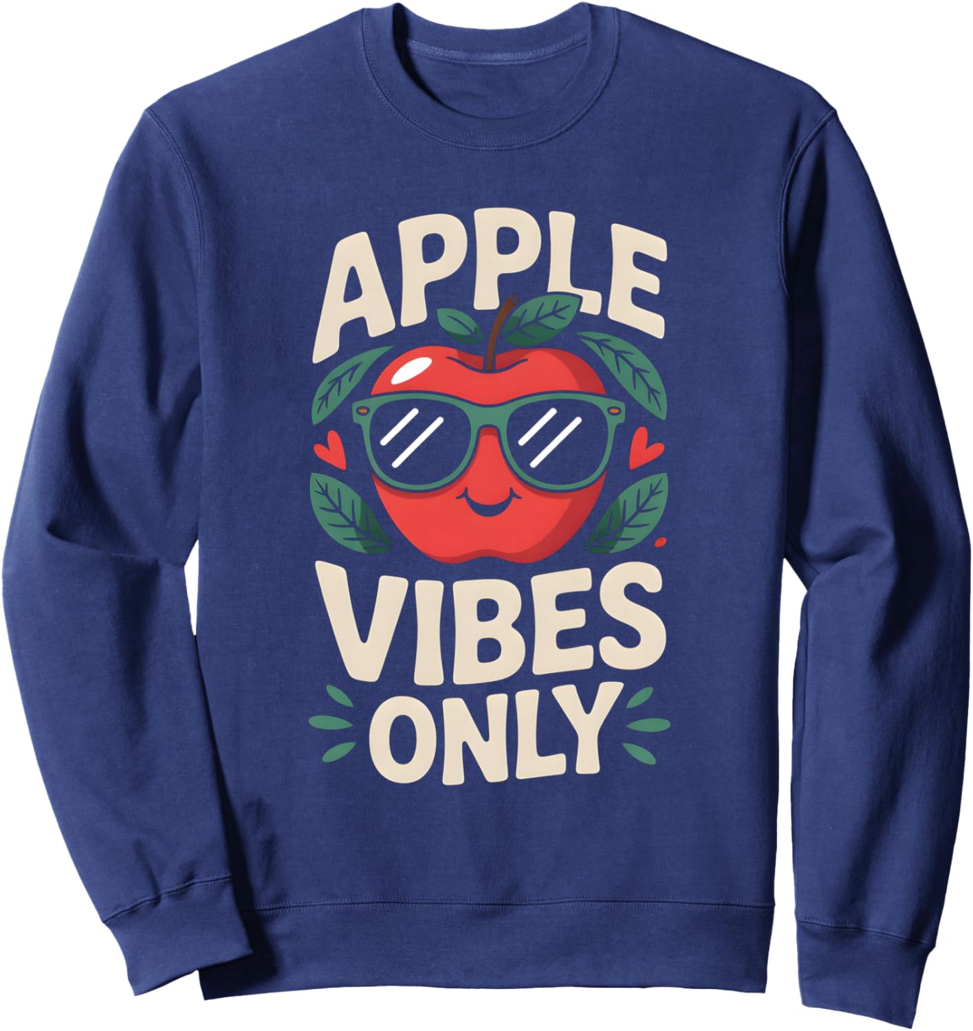 Apple Vibes Only Fall Autumn Apple Picking Sweatshirt - Sweatshirt | Navy