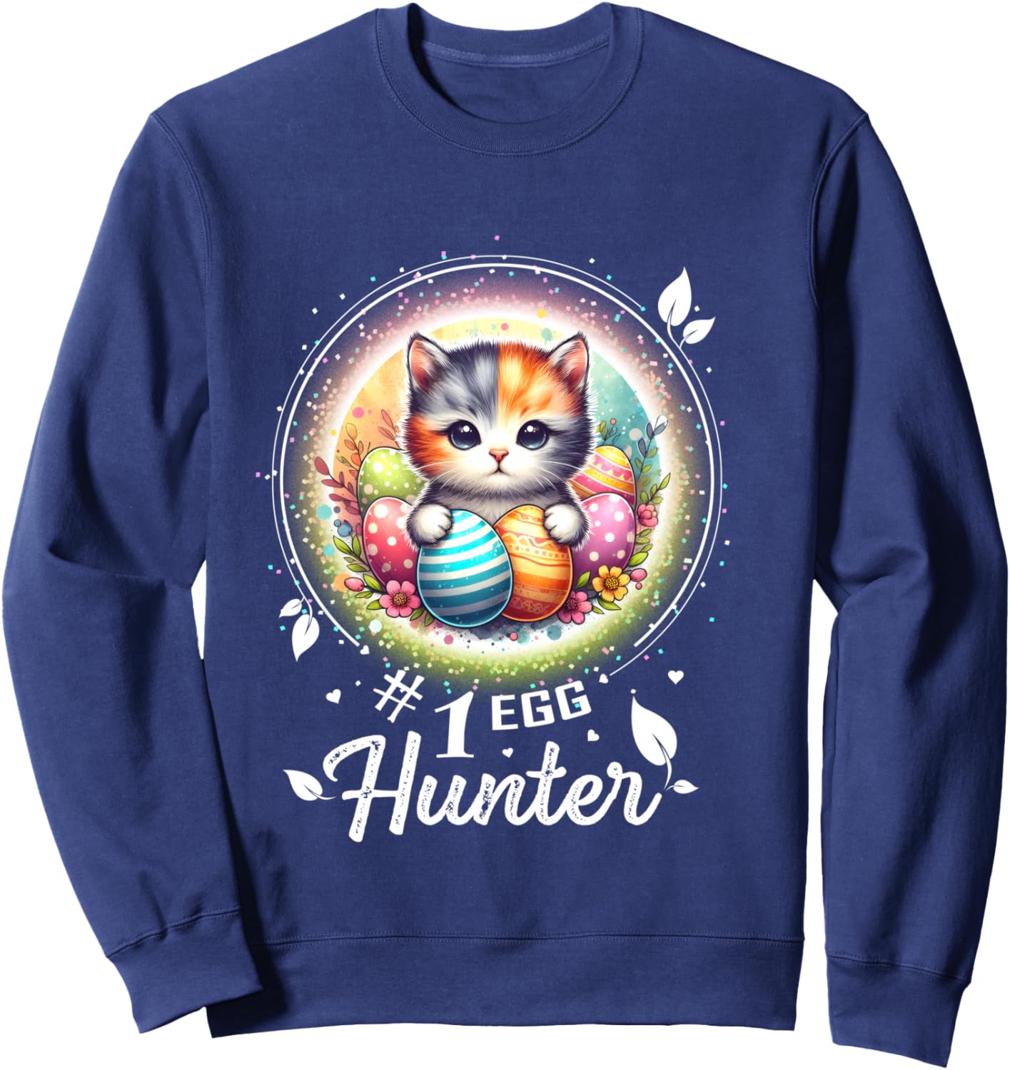Pâques de Pâques pour femmes Pâques chaton Pâques Manche Longue Sweatshirt - Sweatshirt | Navy