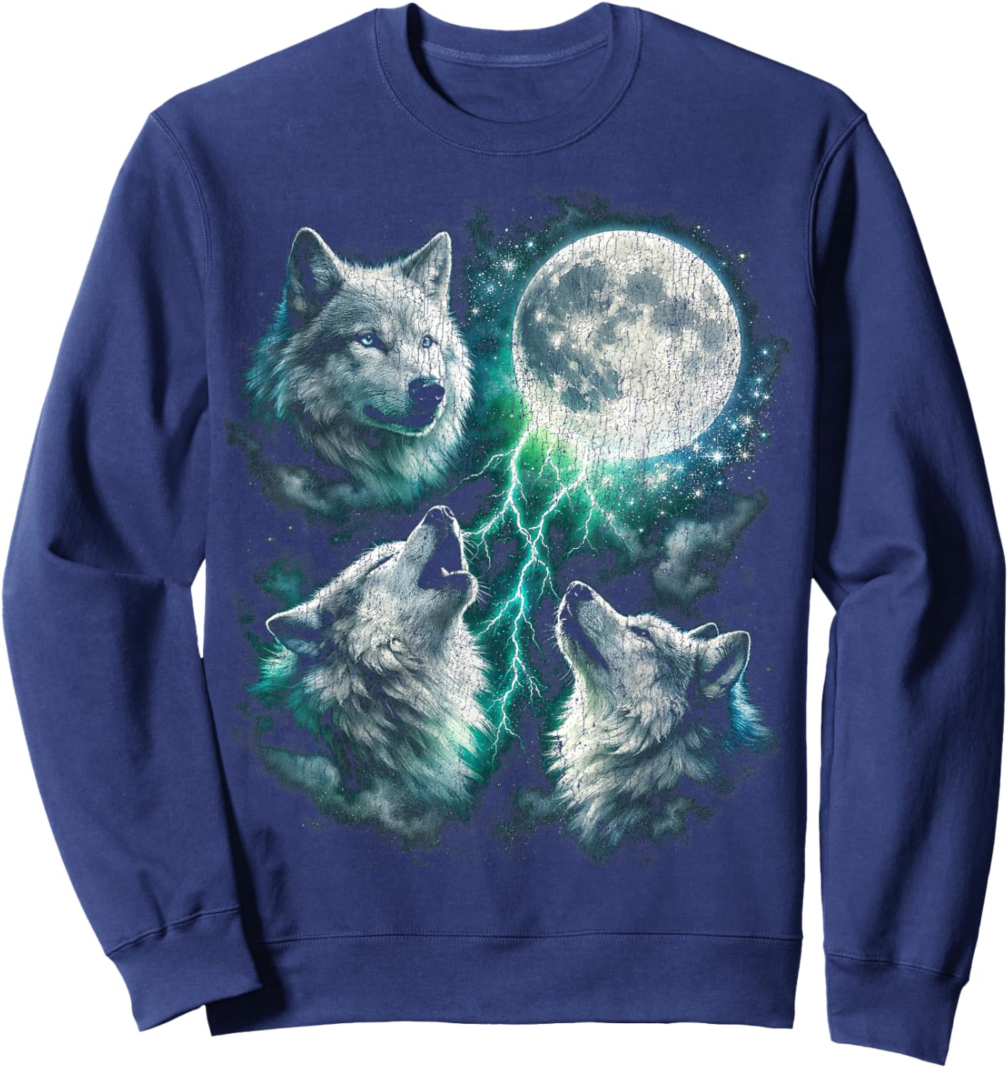 Vintage Wölfe heulen auf dem Mond Retro Wolf Lover Lustig Sweatshirt - Sweatshirt | Navy