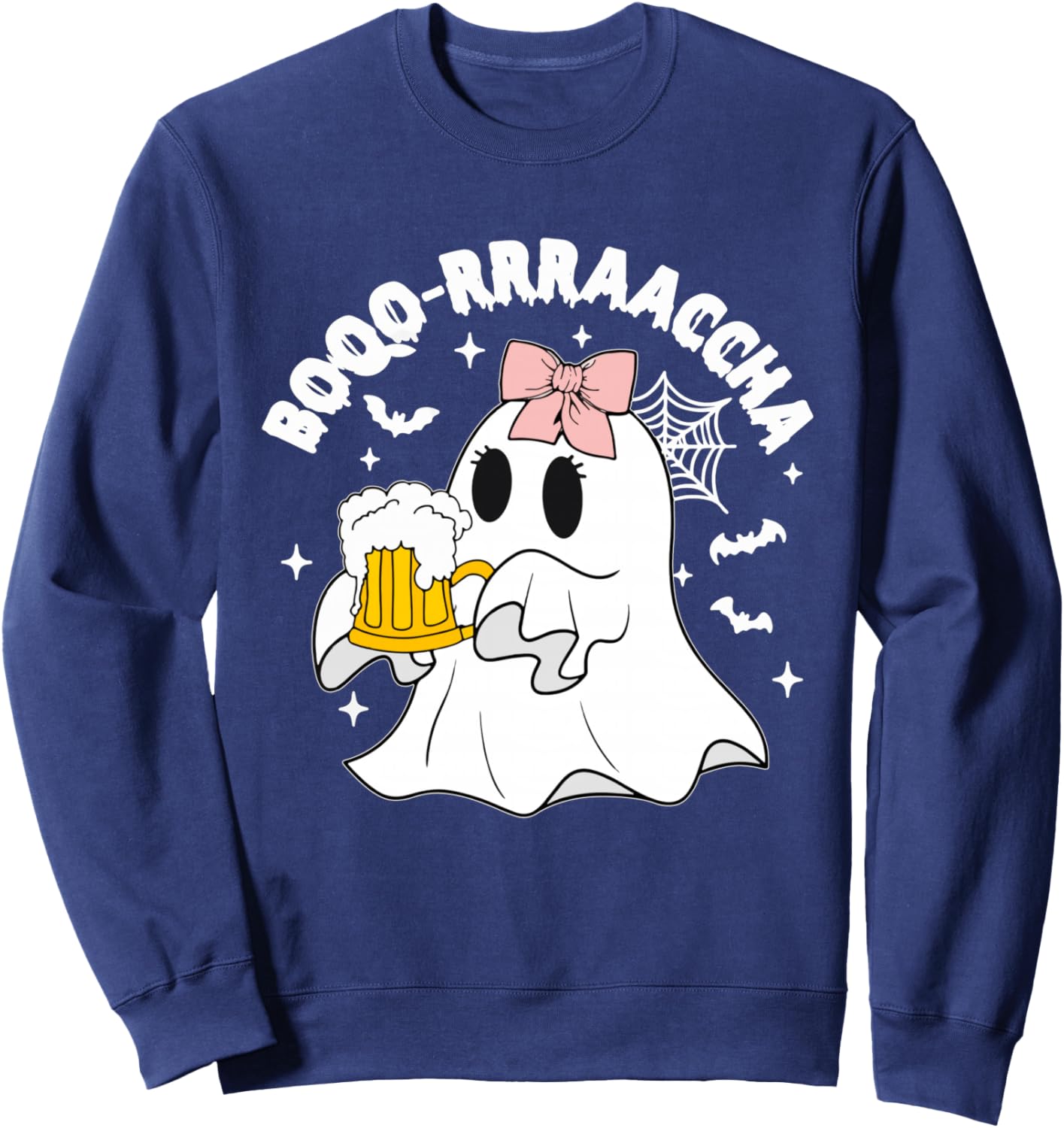 Boo-racha Funny Halloween Ghost Beer Design Borracha Funny Sweatshirt - Sweatshirt | Navy