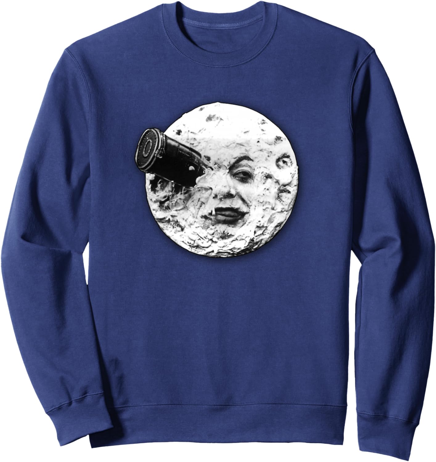 Moon Spaceship Face Trip to the Moon Voyage dans la Lune Sweatshirt - Sweatshirt | Navy