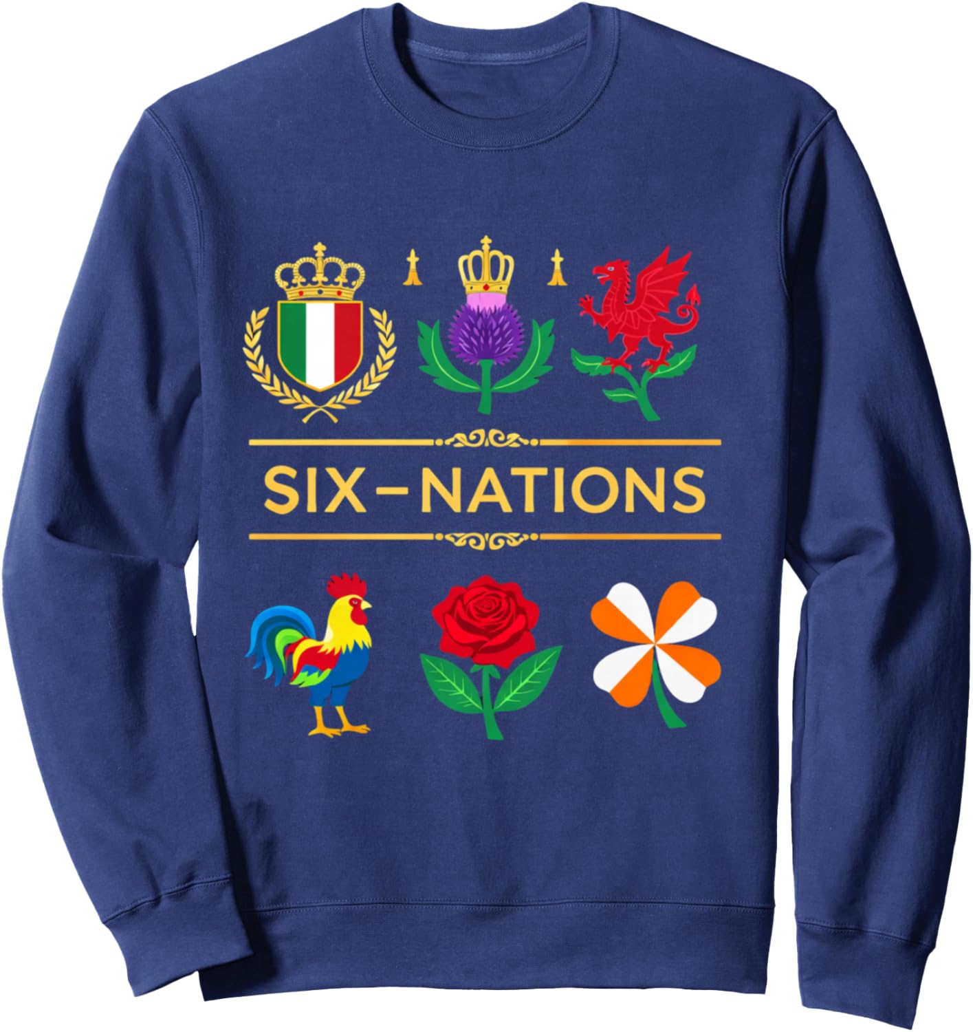 6 Nations Rugby Tournament Six Nation's Rugbyman Supporter Fun Sweatshirt - Sweatshirt | Navy