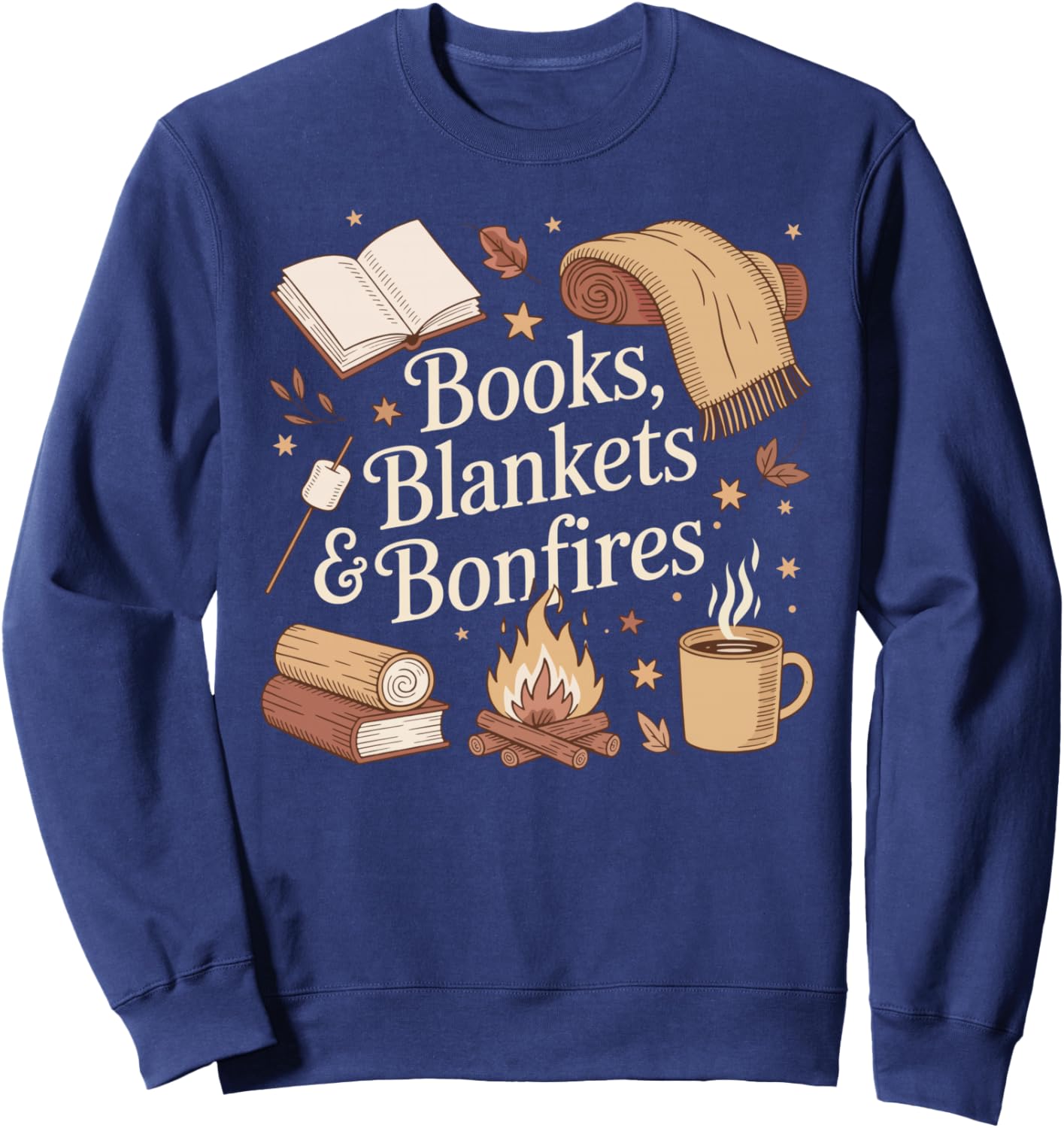 Books Blankets and Bonfires All Booked for Fall Bookish Girl Sweatshirt - Sweatshirt | Navy