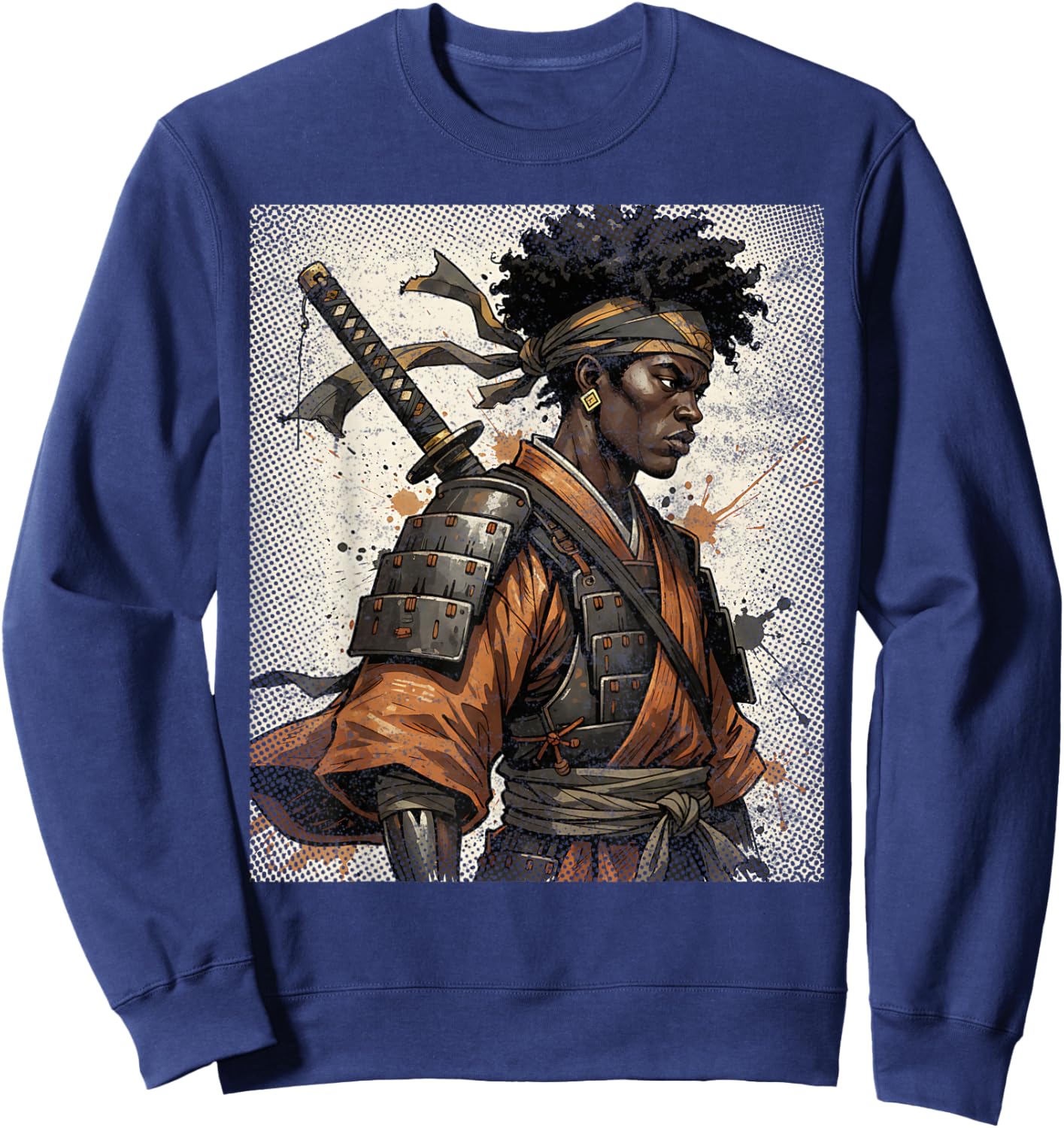 Afro Samurai Vintage Retro Anime Style Sweatshirt - Sweatshirt | Navy