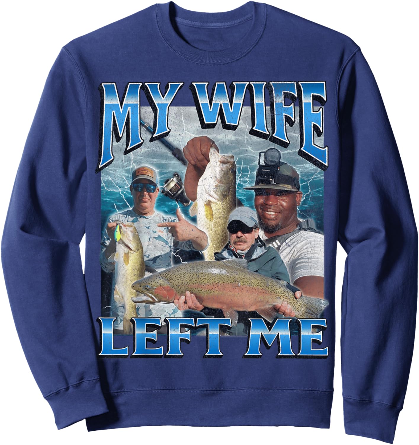MildlyPerturbed -Adults & Kids Fishing Graphic - Black, Small Sweatshirt - Sweatshirt | Navy