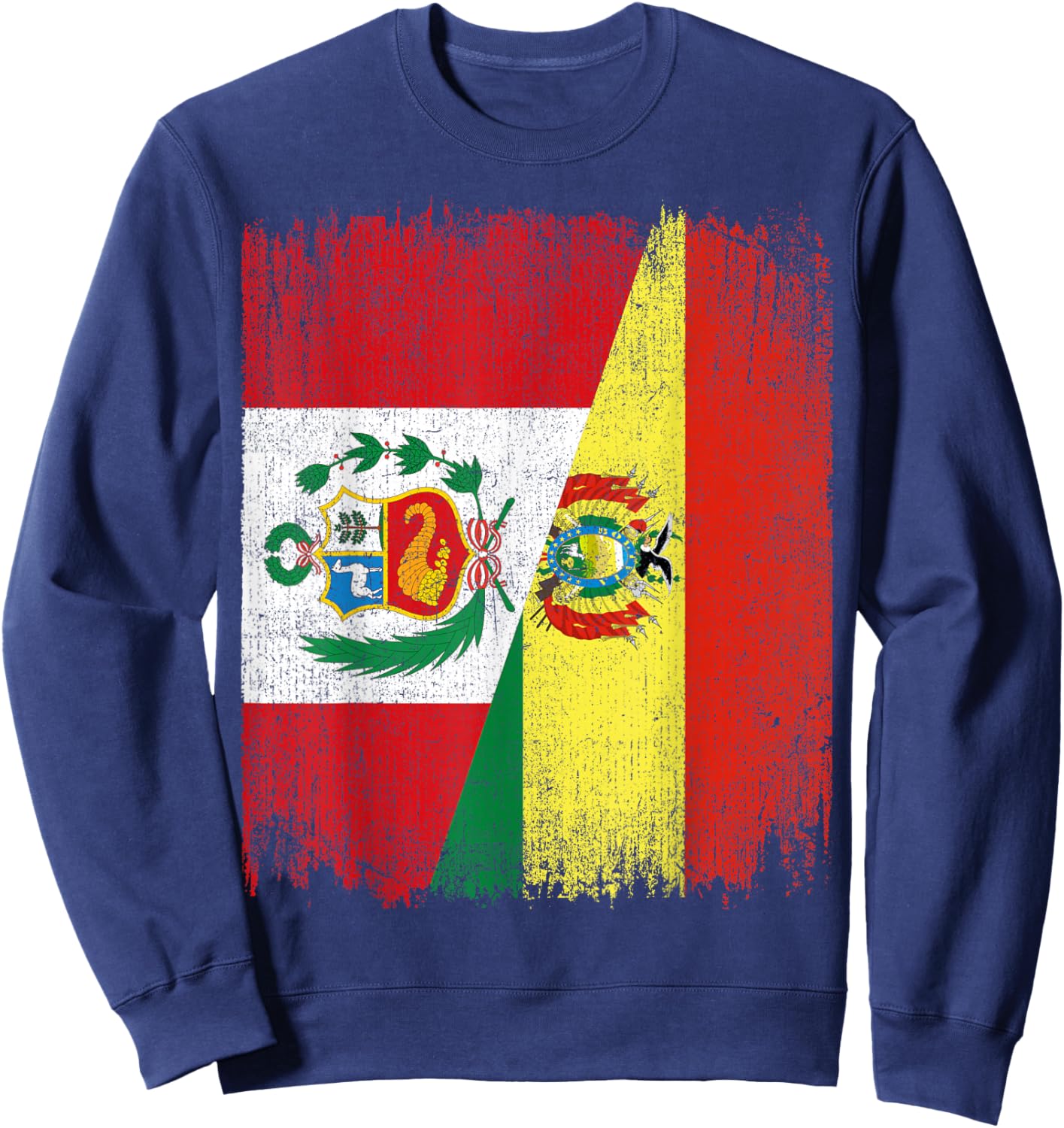 Half Bolivia Peru Split Flag Bolivian Peruvian Pride Roots Sweatshirt - Sweatshirt | Navy