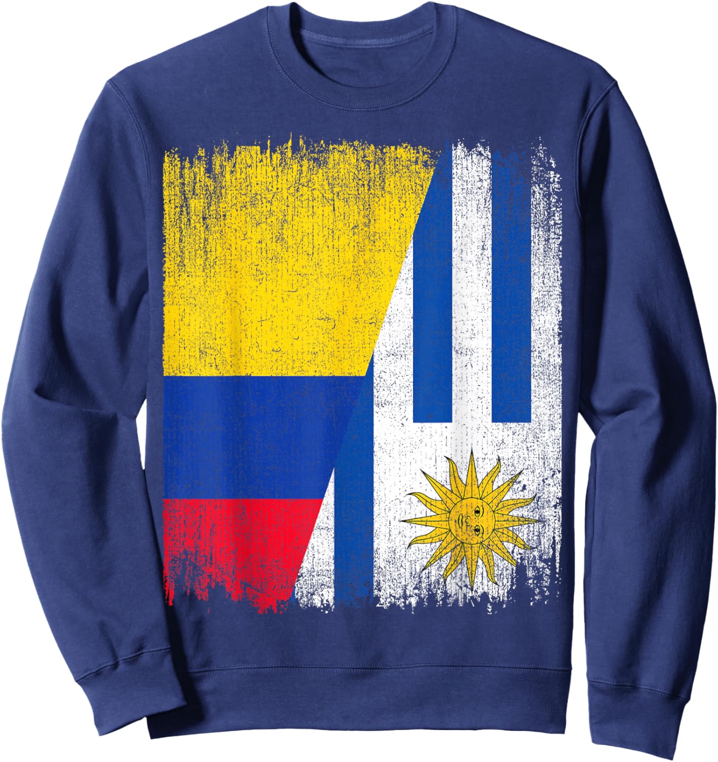 Half Colombia Uruguay Flag Colombian Uruguayan Pride Roots Sweatshirt - Sweatshirt | Navy