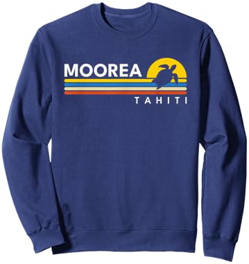 Moorea Tahiti Turtle Vintage Retro Souvenirs Sweatshirt - Sweatshirt | Navy