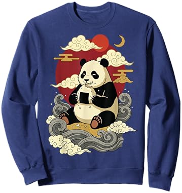Panda Eating Onigiri Japanese Sushi Manga Japan Sweatshirt - Sweatshirt | Navy