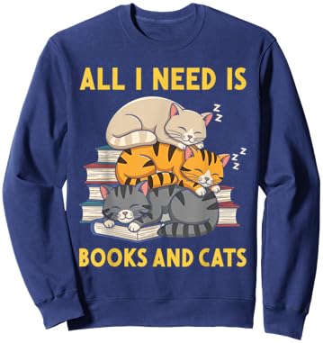 All I Need is Books and Cats Sweatshirt - Sweatshirt | Navy