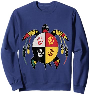 Medicine Wheel Indigenous Native American turtle MMIW Sweatshirt - Sweatshirt | Navy