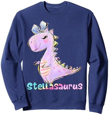 Stella Shirt Girl Dinosaur Birthday Party Name Stellasaurus Sweatshirt - Sweatshirt | Navy