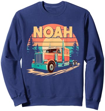 Noah Personalized Nametag Name Tag Semi Truck for NOAH Sweatshirt - Sweatshirt | Navy