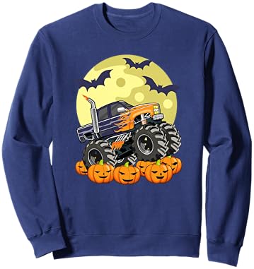 Monster Truck Halloween Jack O Lantern Moon Pumpkin Toddler Sweatshirt - Sweatshirt | Navy