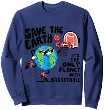 Save Earth Conservation Basketball Player Earth Day Kids Sweatshirt - Sweatshirt | Navy