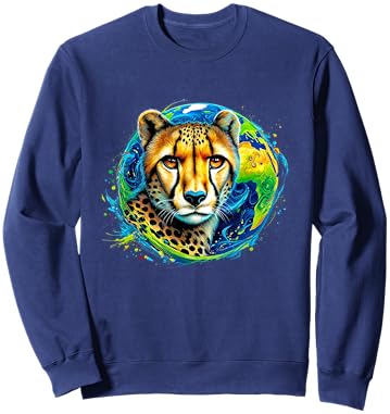 Cheetah Earth Day 2024 Save The Planet Colorful Sweatshirt - Sweatshirt | Navy