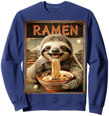 Funny Ramen Sloth Noodle Lovers Anime Otaku Sweatshirt - Sweatshirt | Navy