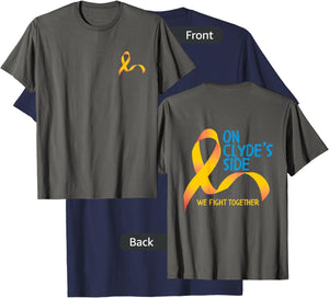 On Clyde's Side (original) | Two Sided Cancer Ribbon T-Shirt - T-Shirt | Navy