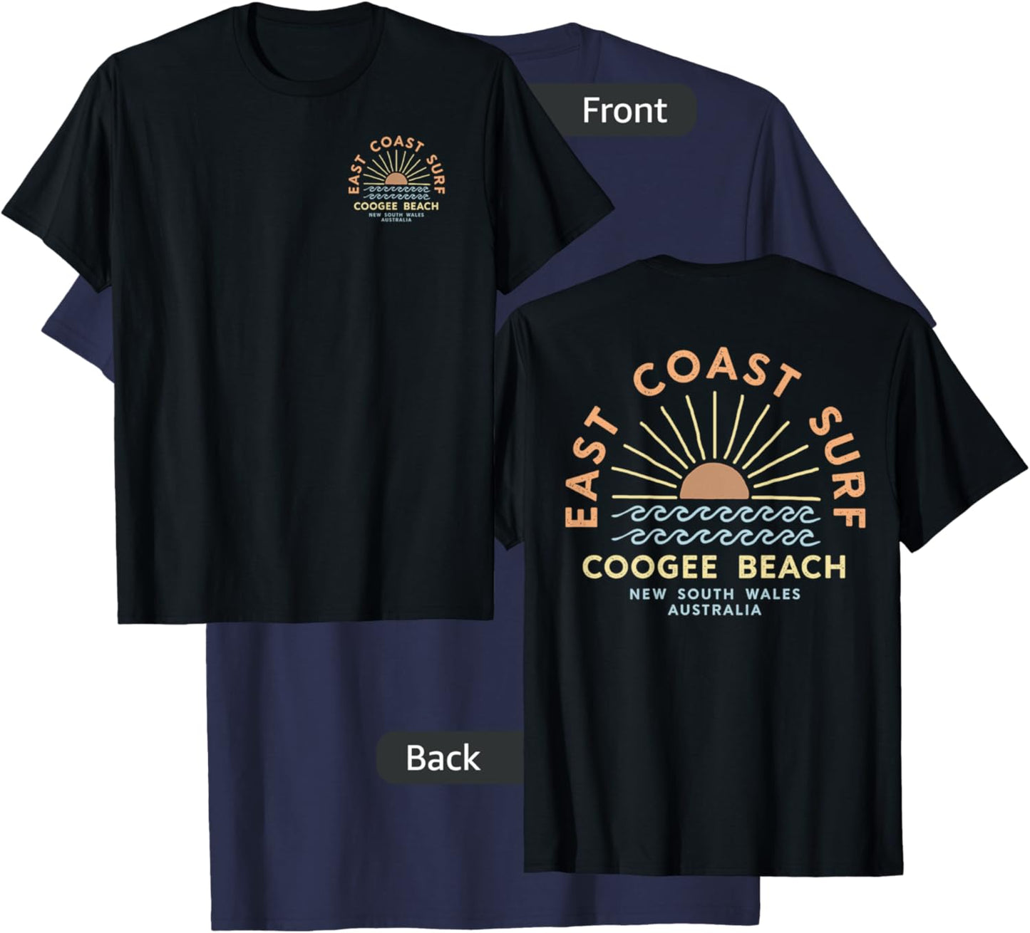 Coogee Beach Australia Souvenir 2-sided T-Shirt - T-Shirt | Navy