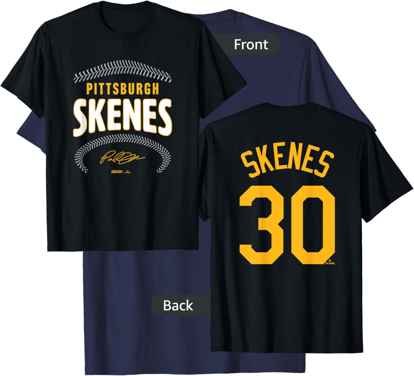 Paul Skenes Pittsburgh Name & Number (Front & Back) MLBPA T-Shirt - T-Shirt | Navy