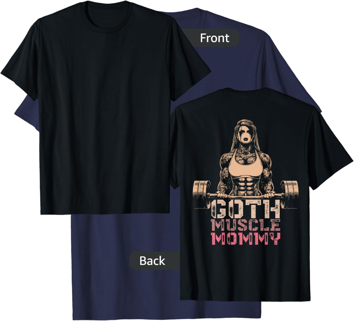 Goth Muscle Mommy Pump Cover Gym Weightlifting T-Shirt - T-Shirt | Navy