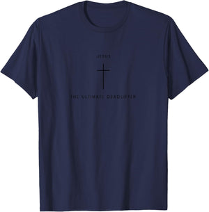 Jesus The Ultimate Deadlifter Cross - Minimalist Christian T-Shirt - T-Shirt | Navy