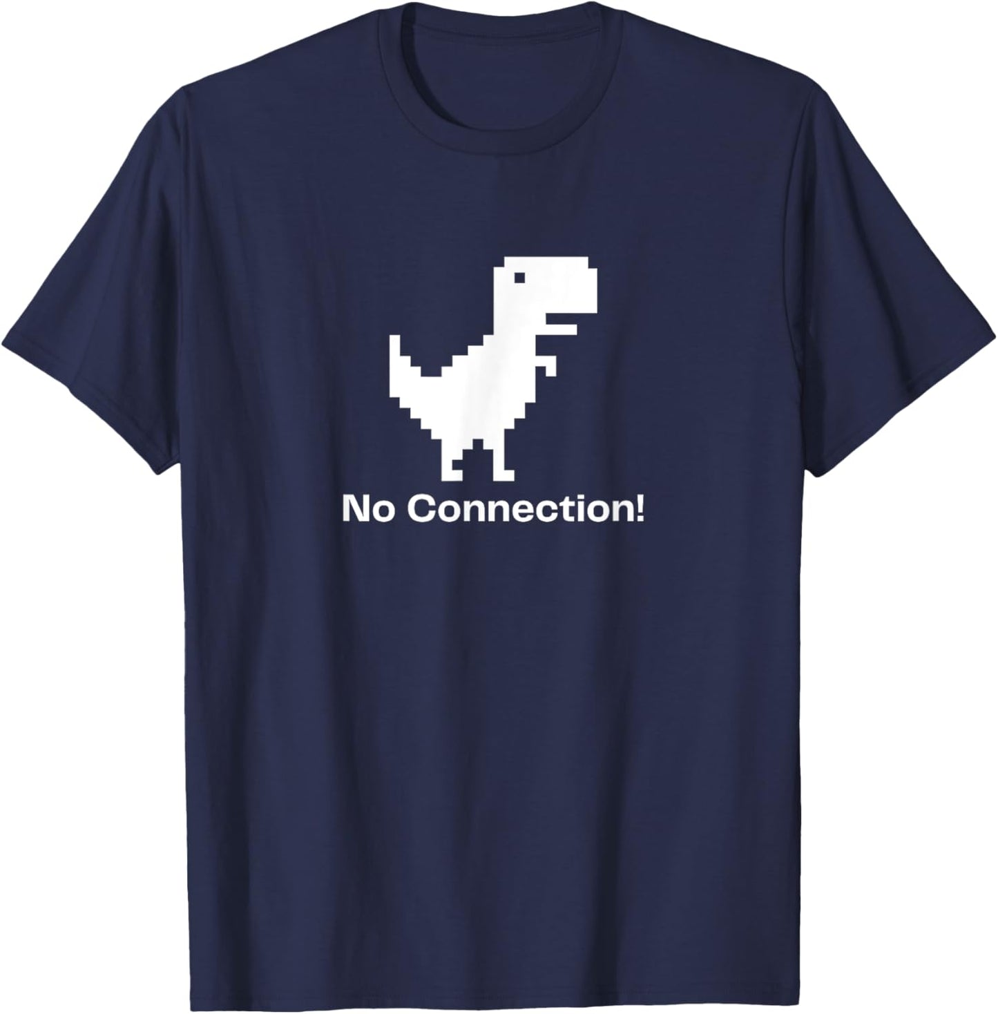 8-bit No Connection Dinosaur No Internet Connection T-Shirt - T-Shirt | Navy